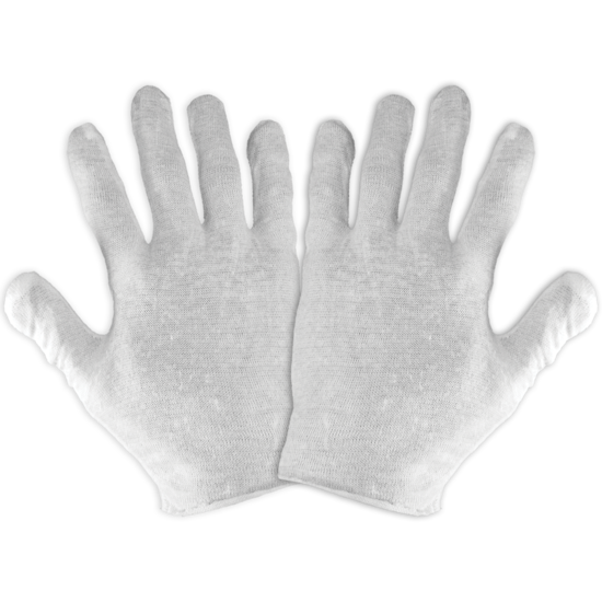 Bleached White Lightweight Reversible Seamless Polyester/Cotton Gloves