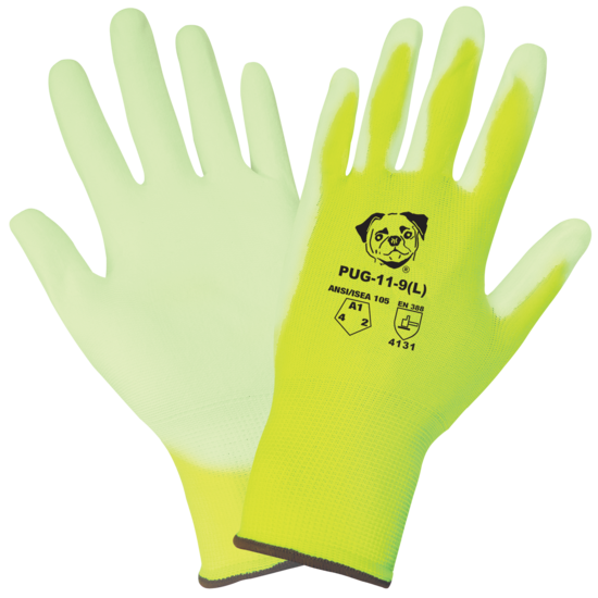 PUG™ High-Visibility Polyurethane Coated Gloves with Cut, Abrasion, and Puncture Resistance