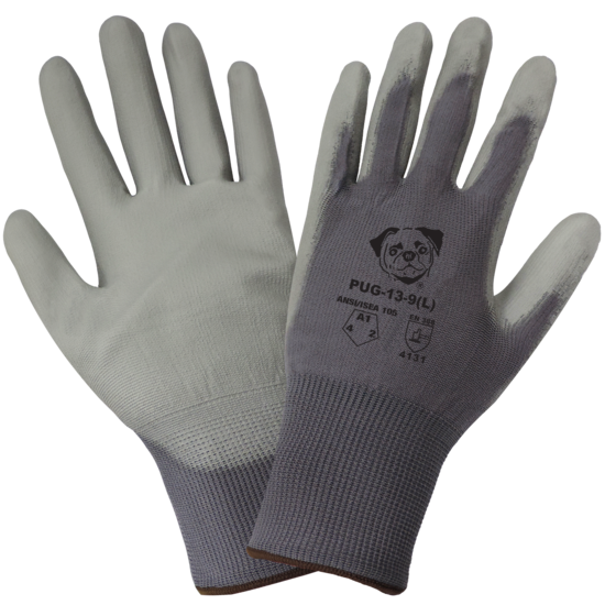 PUG™ Gray Lightweight Polyurethane Coated Anti-Static/Electrostatic Compliant Gloves with Cut, Abrasion, and Puncture Resistance