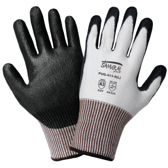 Samurai Glove® White Tuffalene® Polyurethane Coated Palm  Cut, Abrasion, and Puncture Resistant Gloves - LIMITED STOCK