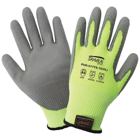 Samurai Glove® High-Visibility Polyurethane Coated Touch Screen Compatible Cut Resistant Gloves