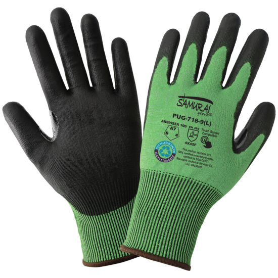 Samurai Glove® Tuffalene® UHMWPE/rPET Polyurethane Coated Cut Resistant Touch Screen Gloves