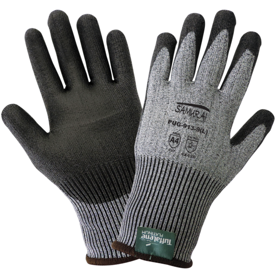 Samurai Glove® Cut Resistant, Salt-and-Pepper 13-Gauge Tuffalene® Platinum Polyurethane Coated Gloves