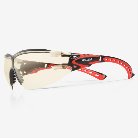 Sparta&trade; (Eco) LED Anti-Fog Lens, Black and Red Frame Safety Glasses