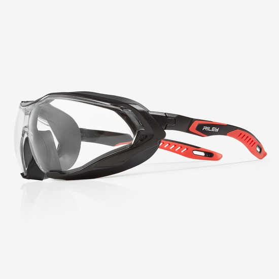 Sparta Pro&trade; Clear Performance Fog Technology Lens, Black and Red Frame Safety Glasses
