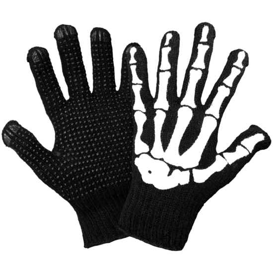 Skeleton-Patterned String Knit Gloves