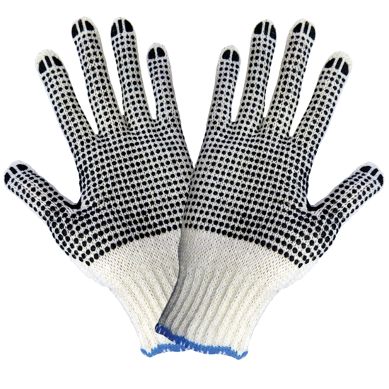 White Cotton/Polyester Dotted Gloves