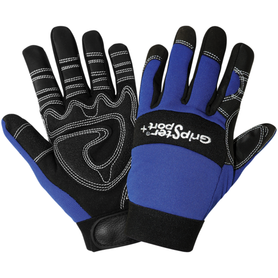 Gripster® Sport+ Synthetic Leather Palm Performance Mechanics Style Gloves with a Spandex Back