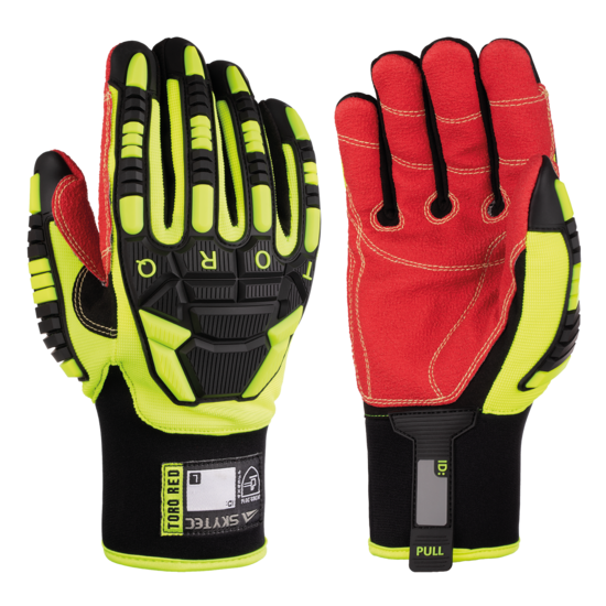 Torq Red F&trade; High-Visibility Cut and Impact Resistant Gloves with Synthetic Leather Palm