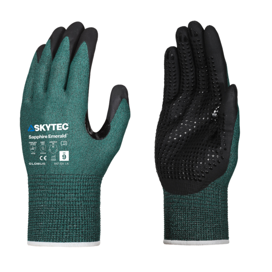 Sapphire Emerald&trade; Lightweight Cut Resistant Gloves with Nitrile Foam Coating and Palm Dots - LIMITED STOCK