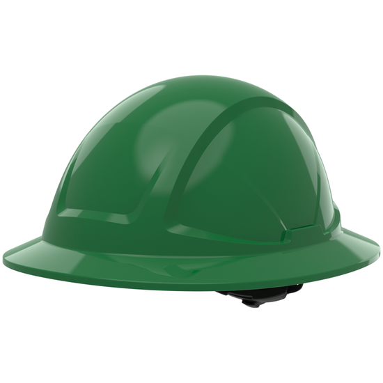 Skytec Radius Green Unvented Full Brim Safety Helmet With CrossShield, Six-Point Textile Suspension and Wheel Ratchet - Class E